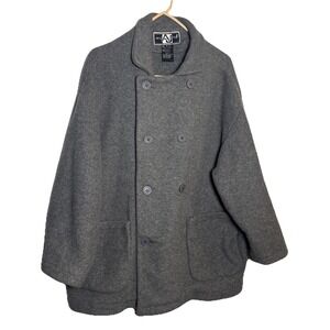 Vintage Andy Johns Women's Gray‎ Peacoat Size M Made in USA Double Breasted
